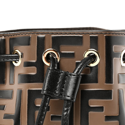Fendi Vitello Liberty F is Fendi Bi-Color FF 1974 Embossed Mini Mon Tresor Bucket Bag Maya Black 5 of 12