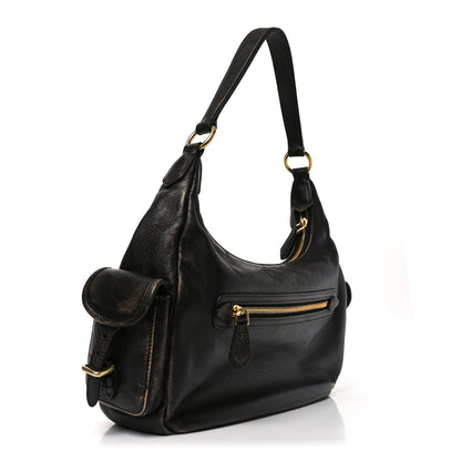 Miu Miu Distressed Nappa Large Multi Pocket Hobo Sand Coffee 3 of 9