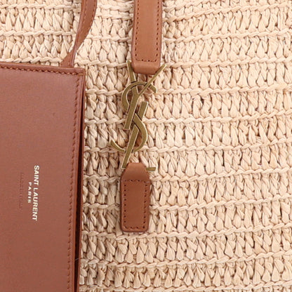 Saint Laurent Raffia Calfskin Le 5 A 7 Baby Hobo Natural Brick 9 of 10