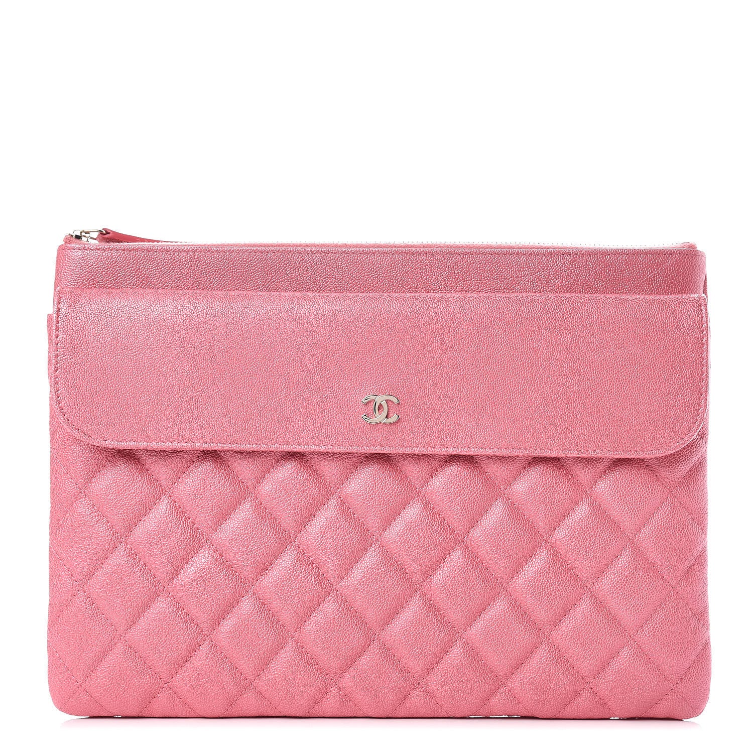 Chanel Iridescent Caviar Quilted Medium Flap Cosmetic Case Pink 1 of 9