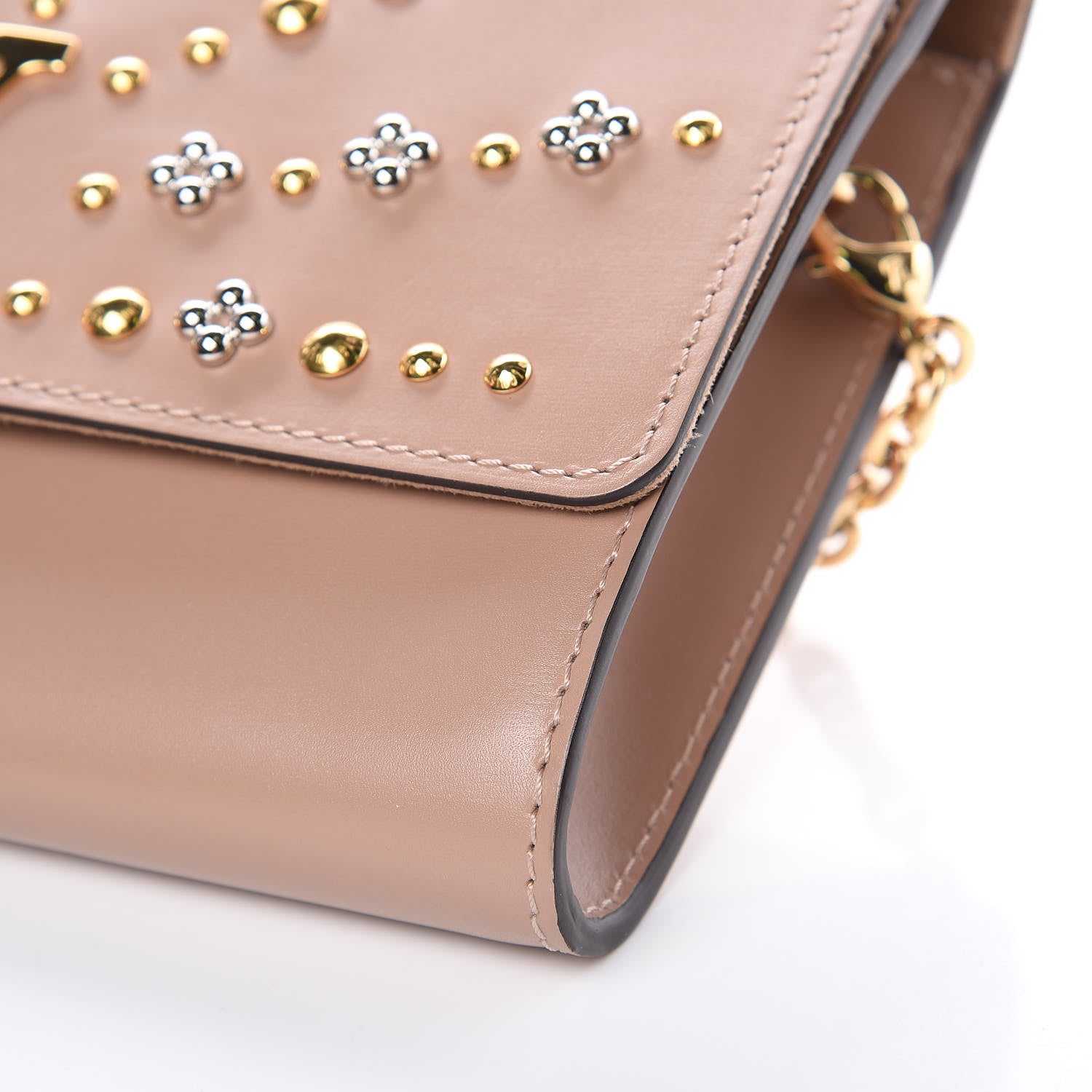 Louis Vuitton Calfskin Studded Louise Chain GM Nude 8 of 11