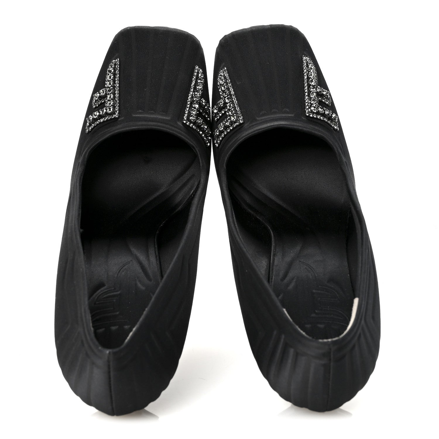 Fendi Satin Crystal Embellished FFreedom Pumps 37 Black 2 of 8
