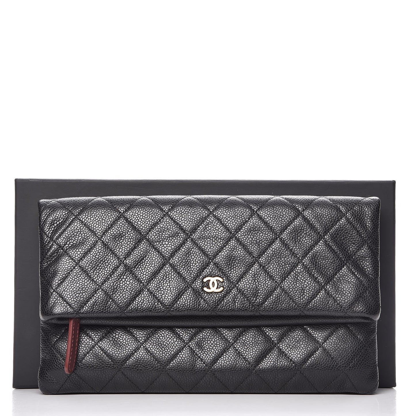 Caviar Quilted CC Beauty Clutch Black