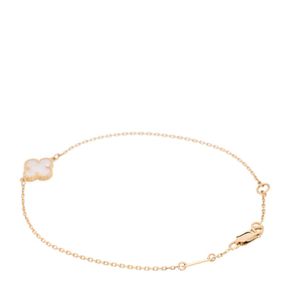 Van Cleef & Arpels 18K Yellow Gold Mother of Pearl Sweet Alhambra Bracelet 2 of 5