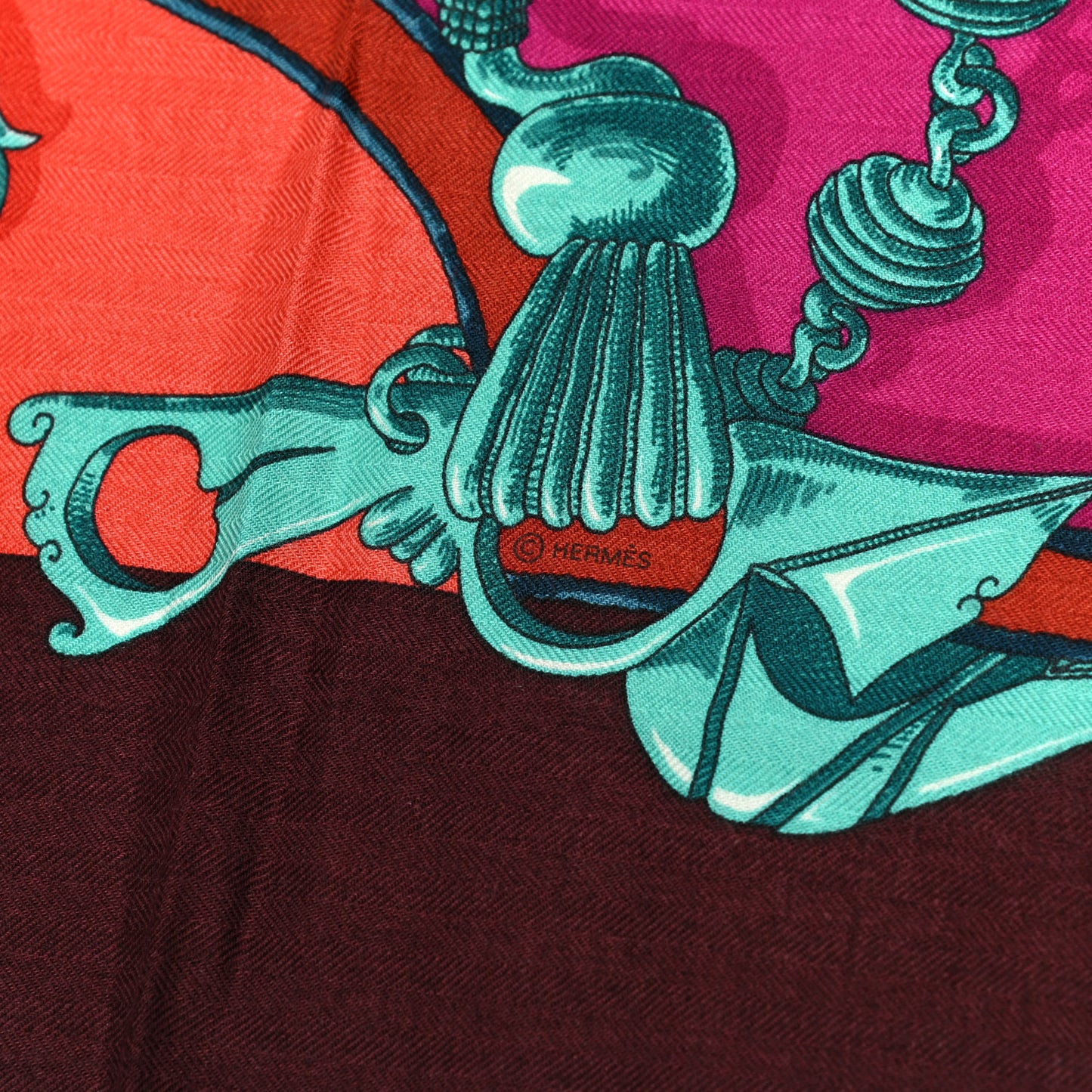 Cashmere Silk L Instruction Du Roy Shawl 140 Aubergine Fuchsia Vert