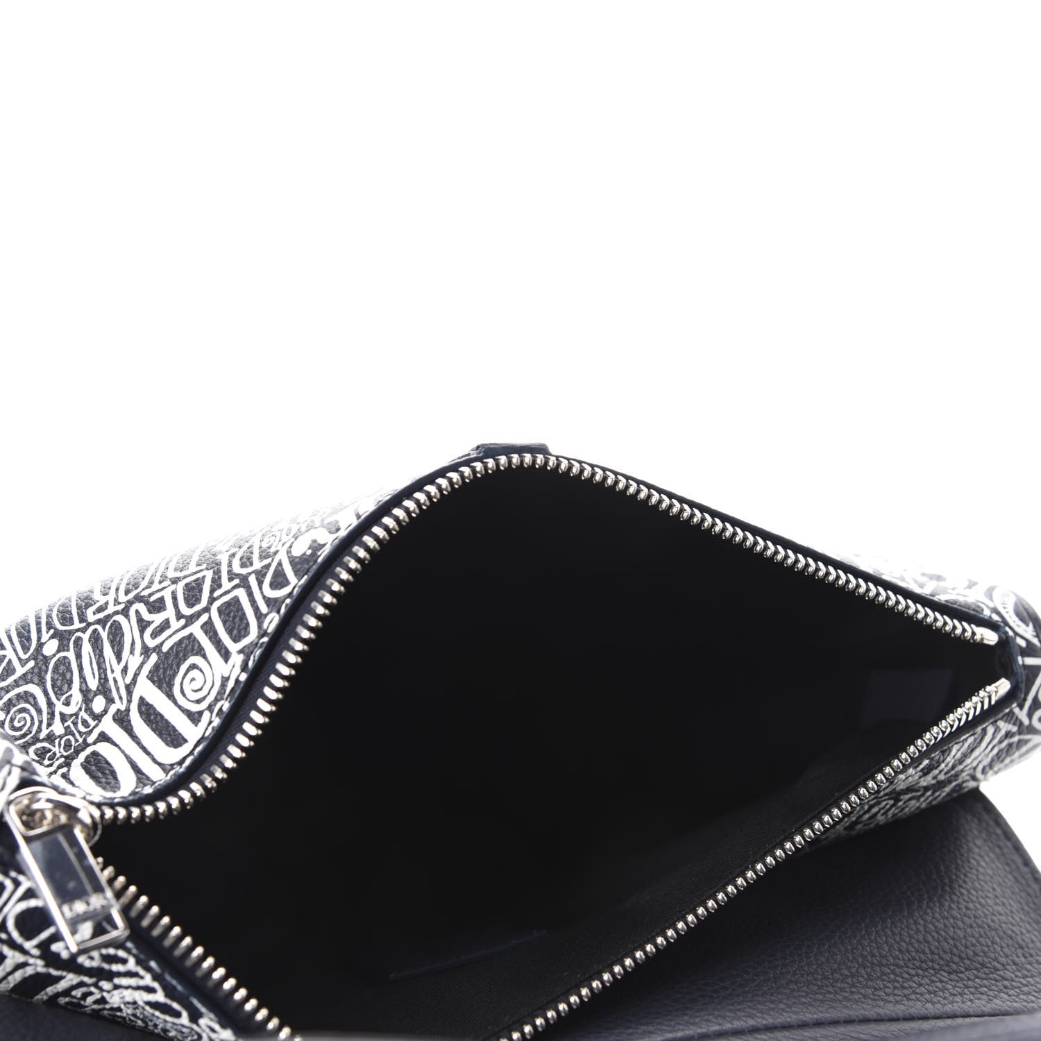 Christian Dior X SHAWN STUSSY Grained Calfskin Printed Mens Saddle Bag Navy Blue 4 of 9
