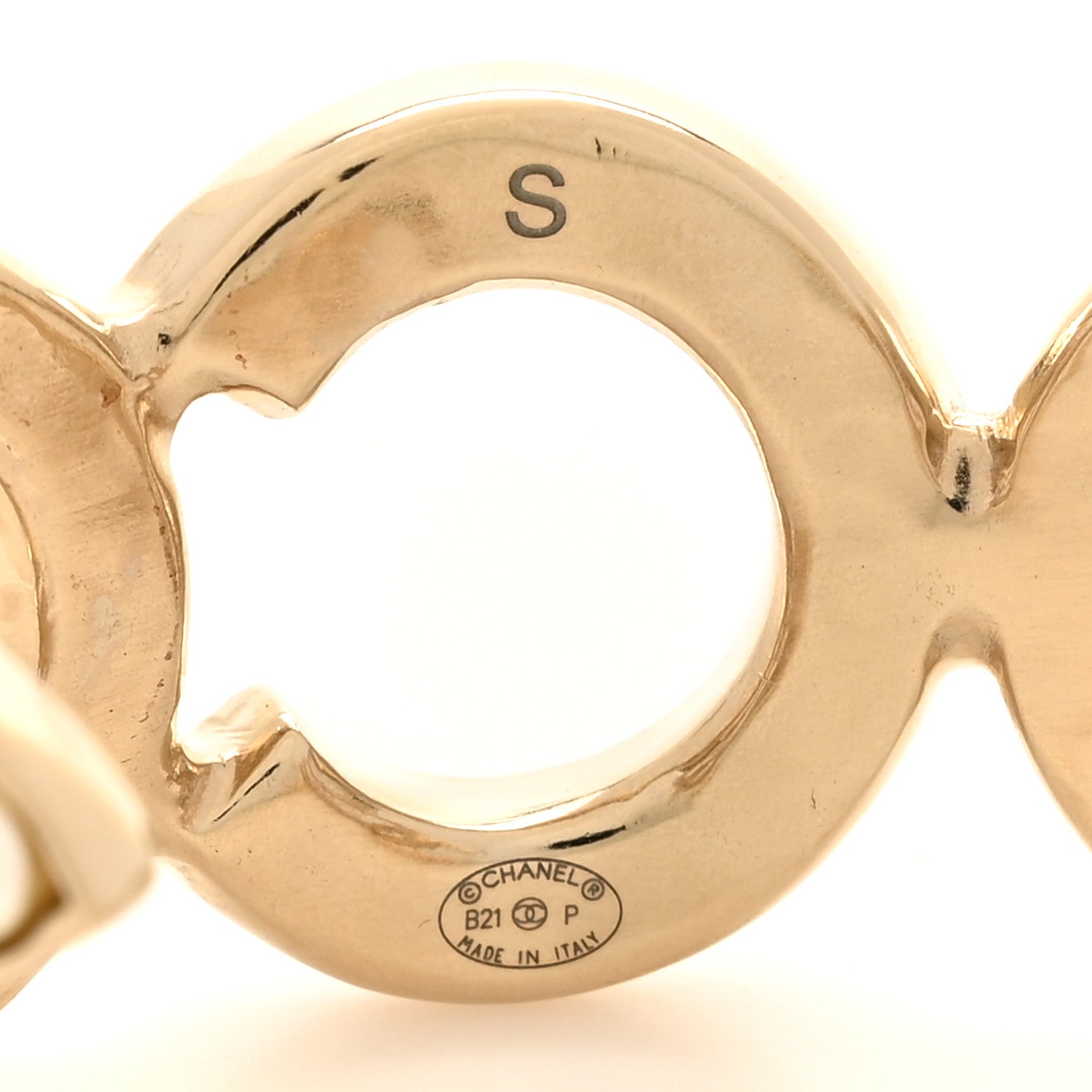 Chanel Crystal CC Coco Cuff Bracelet S Gold White 4 of 4