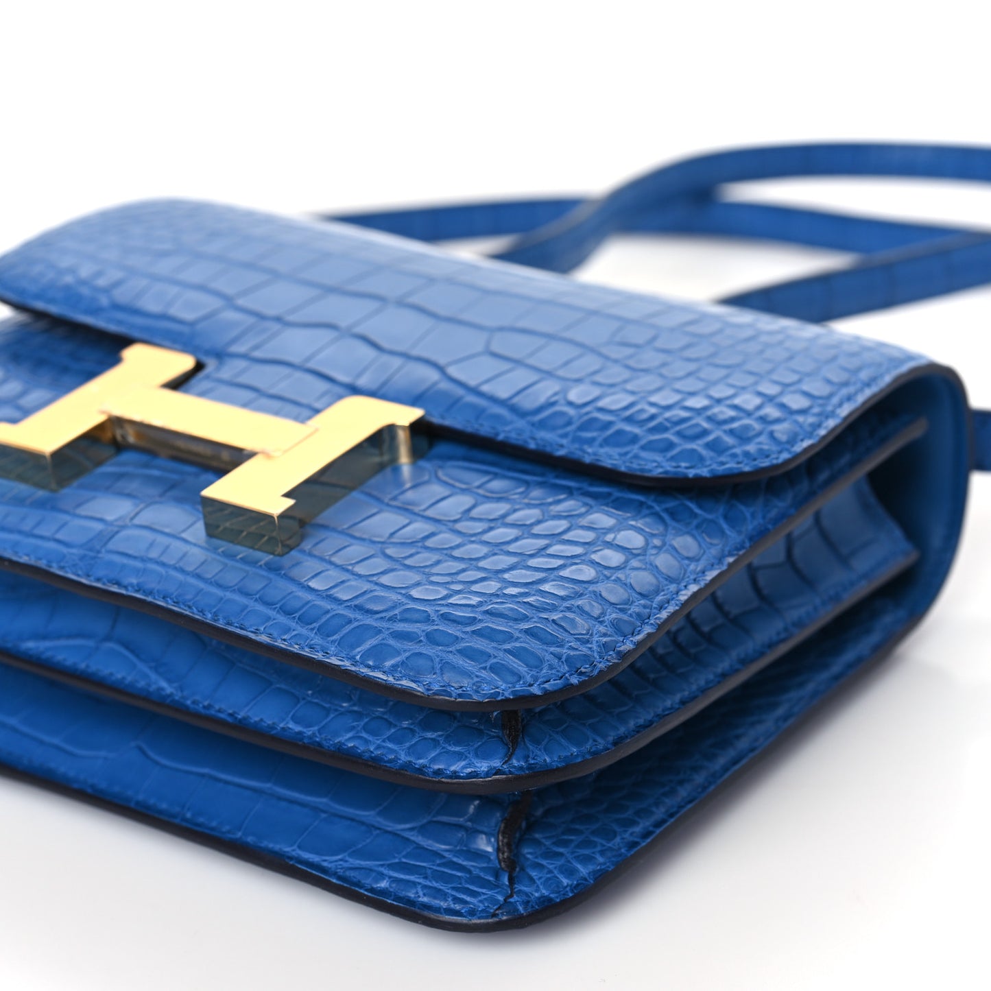 Matte Alligator Constance 18 Bleu Zellige