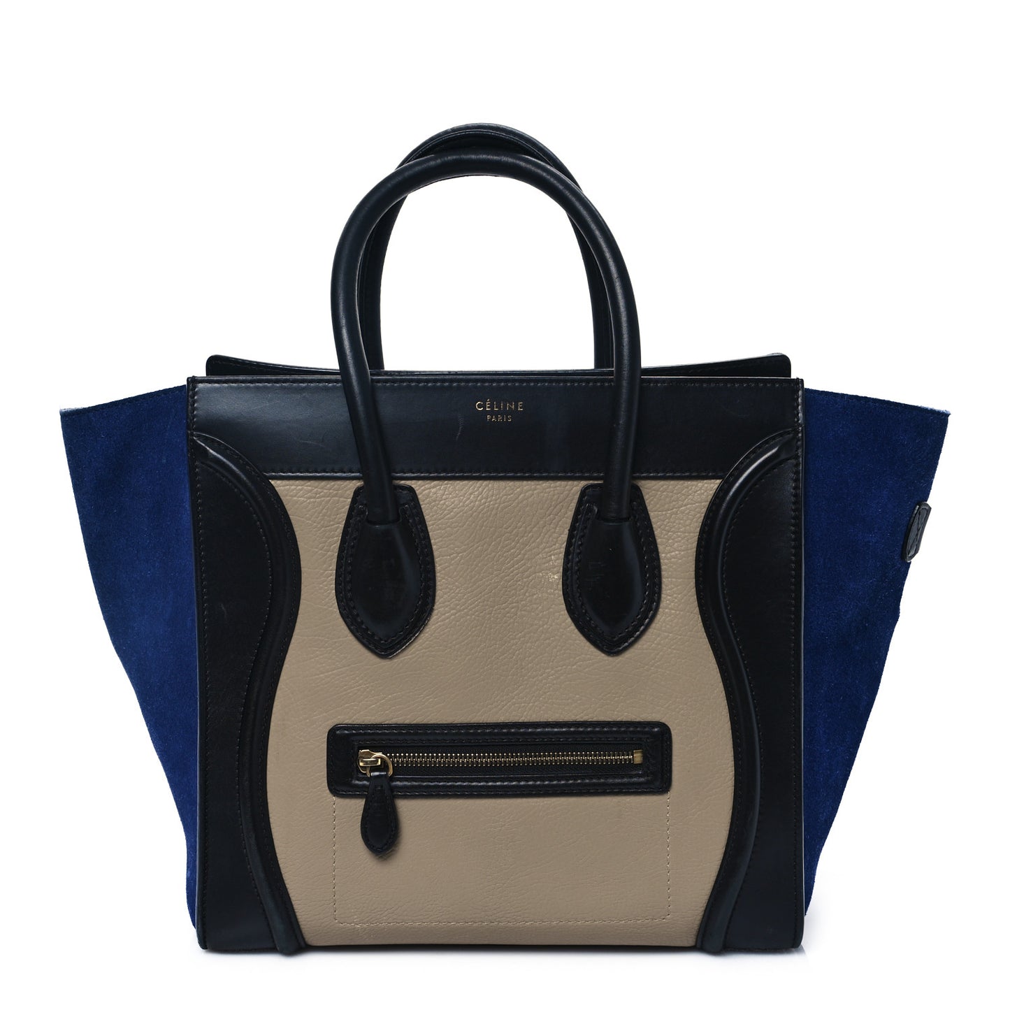 Elephant Calfskin Suede Mini Tri-Color Luggage Sand