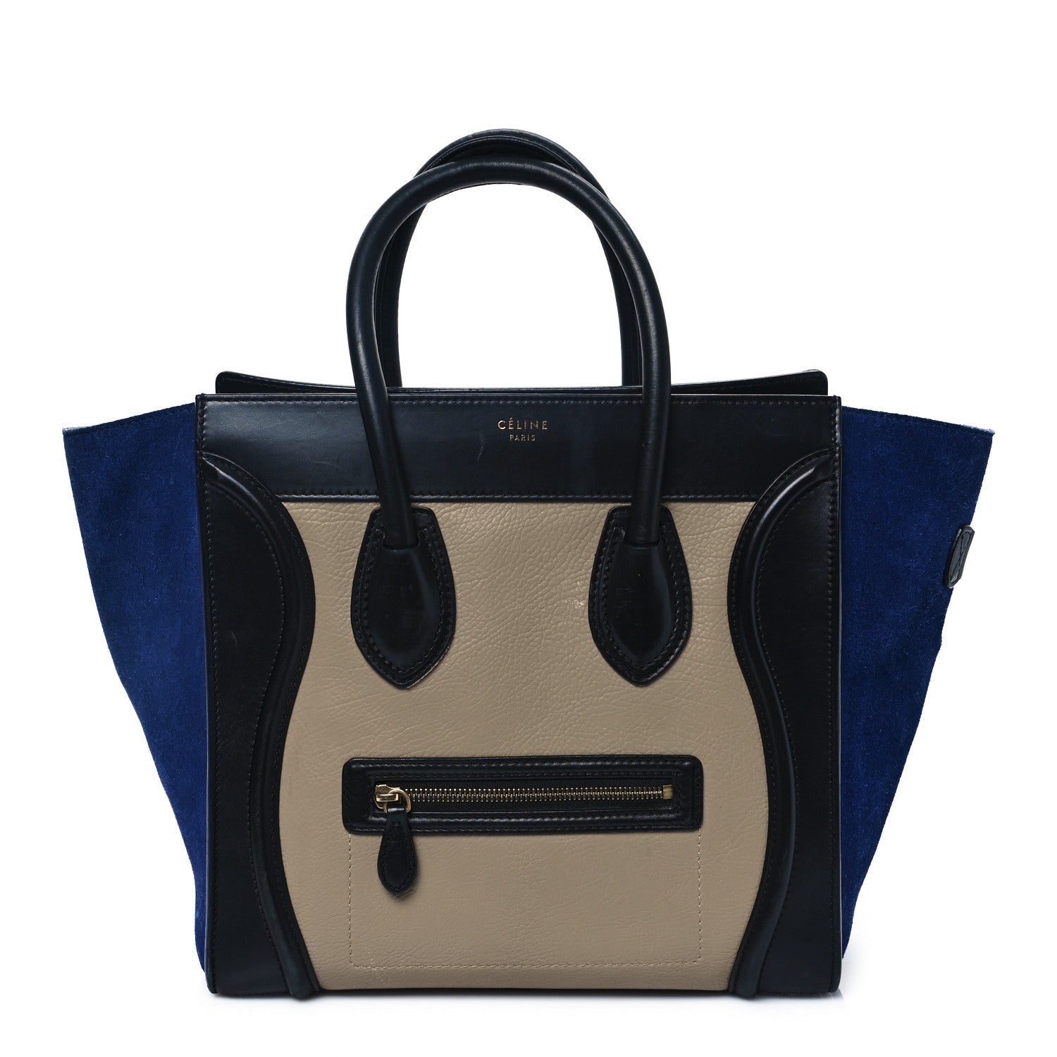 Celine Elephant Calfskin Suede Mini Tri-Color Luggage Sand 1 of 14