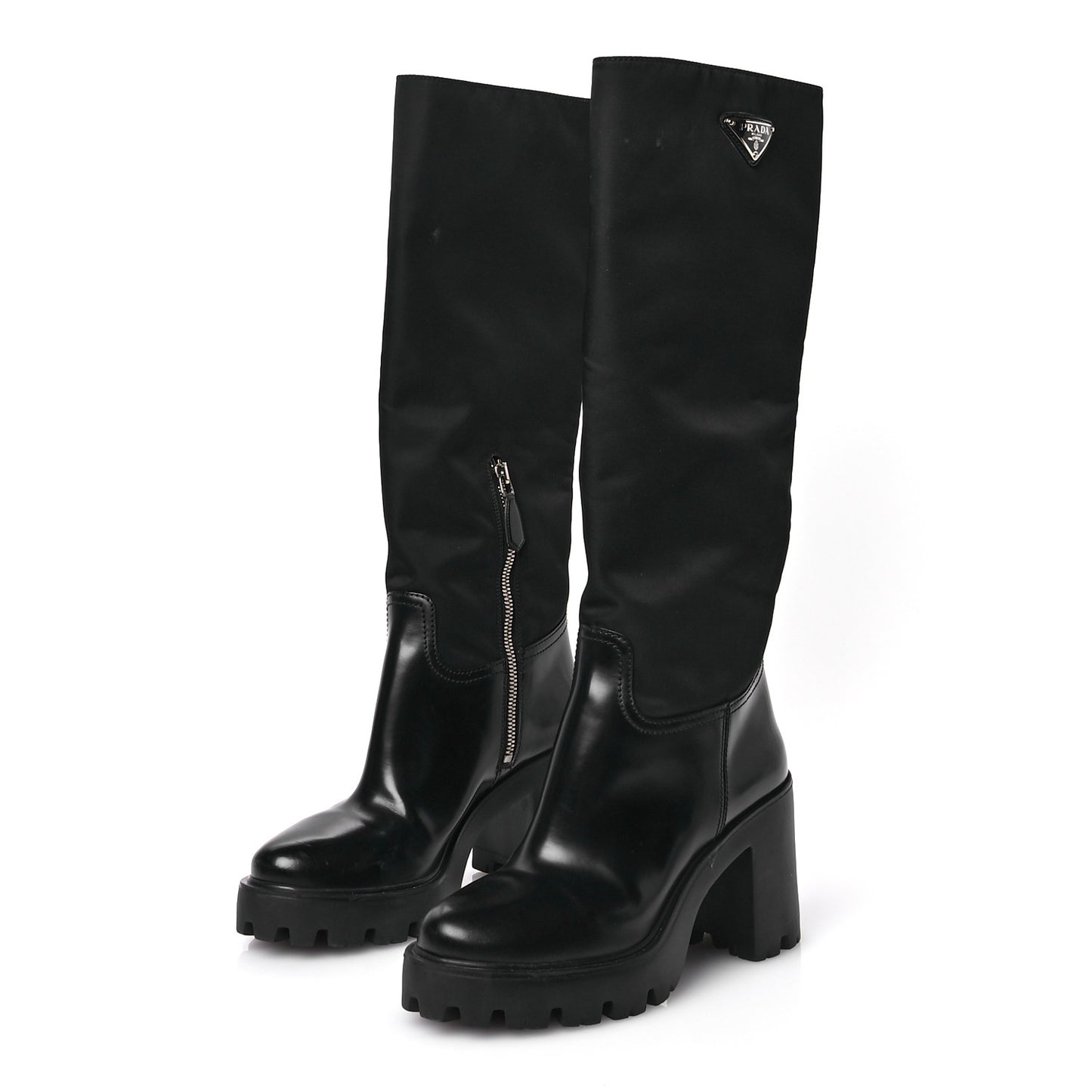 Spazzolato Re-Nylon Metal Triangle Logo 90mm Tall Boots 37 Black