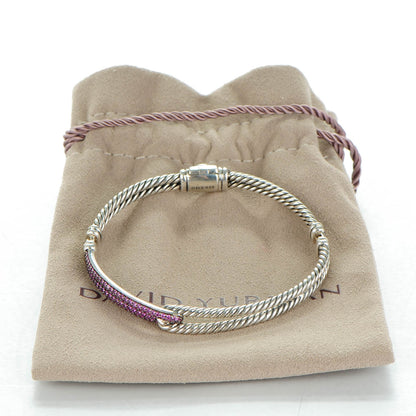 David Yurman Sterling Silver Pave Pink Sapphire 7mm Single Loop Labyrinth Bracelet 6 of 6