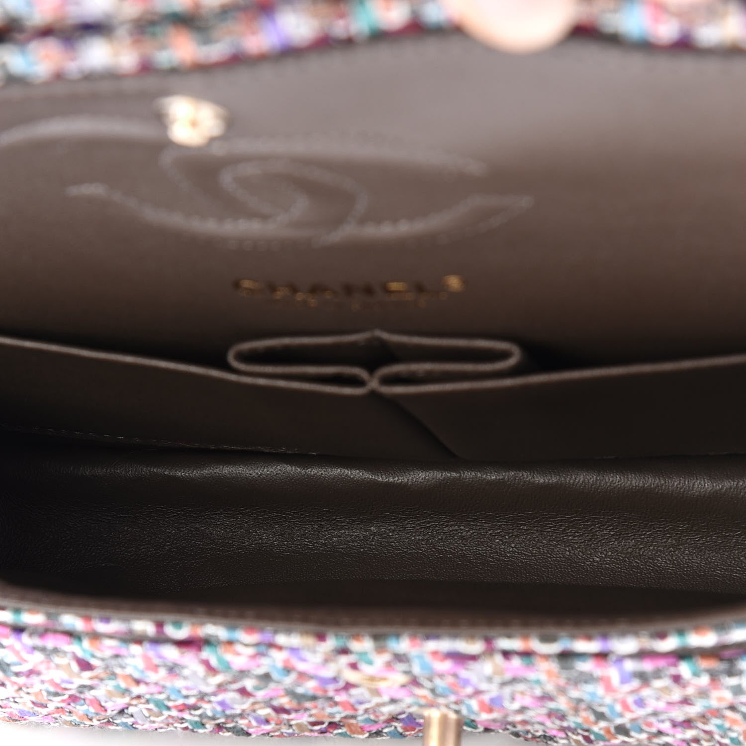 Chanel Tweed Quilted Medium Double Flap Burgundy Lilac Multicolor 4 of 11