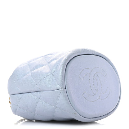 Chanel Iridescent Caviar Quilted My Perfect CC Bucket Drawstring Bag Light Blue 4 of 11