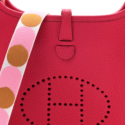 Hermes Taurillon Clemence Flipperball Sangle Evelyne TPM Framboise 9 of 11