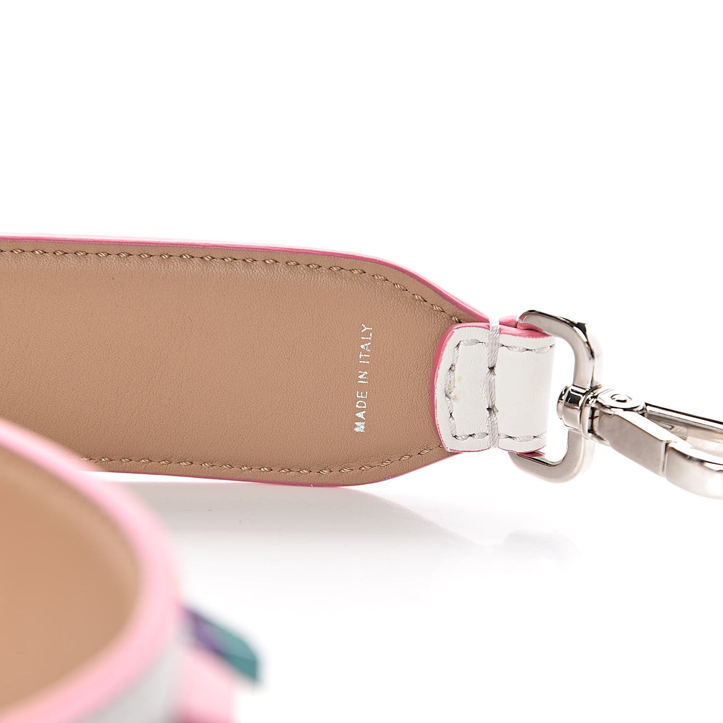 Vitello Dolce Plexiglass Bi-Color Studded Strap You White Ice Cuoio Multicolor