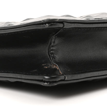 Christian Dior Calfskin Macrocannage Diamond Caro Zipped Pouch With Chain Black 10 of 12