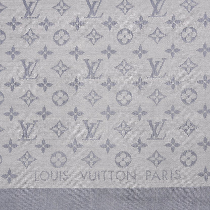 Louis Vuitton Silk Wool Monogram Denim Shawl Blue Clair 3 of 5