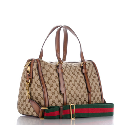 Gucci Monogram Medium Lady Web Boston Bag Beige Cuir 4 of 8