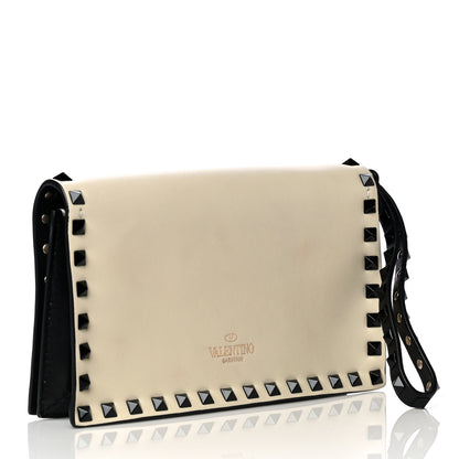Valentino Garavani Nappa Small Rockstud Wristlet Clutch Light Ivory Black 3 of 10