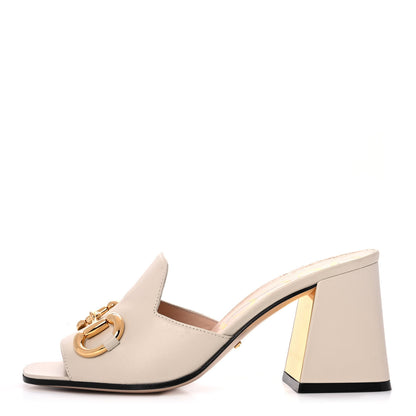 Gucci Nappa Horsebit 75mm Slide Sandals 37 Mystic White 1 of 10