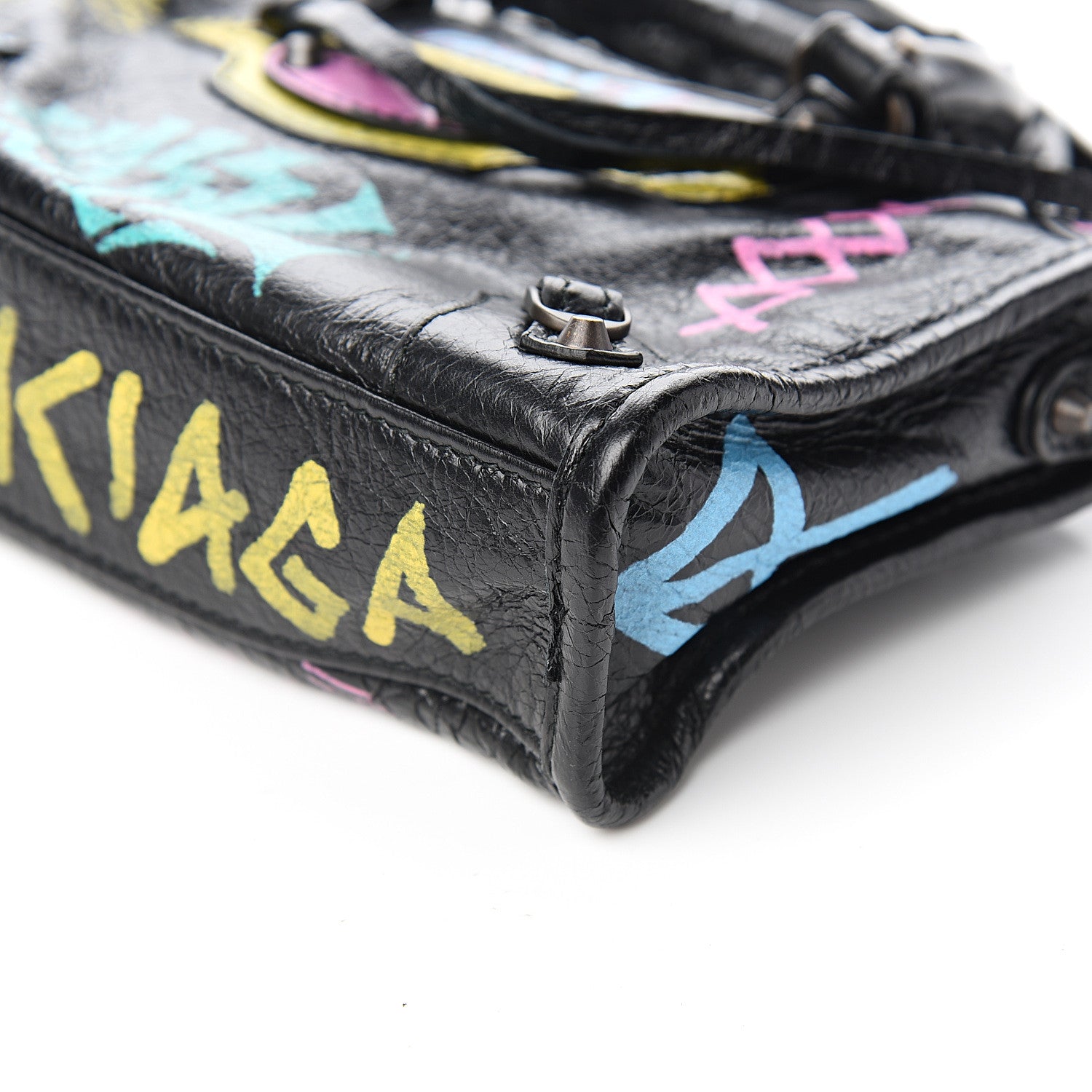 Balenciaga Agneau Graffiti Classic Hardware Nano City Black Multicolor 8 of 9