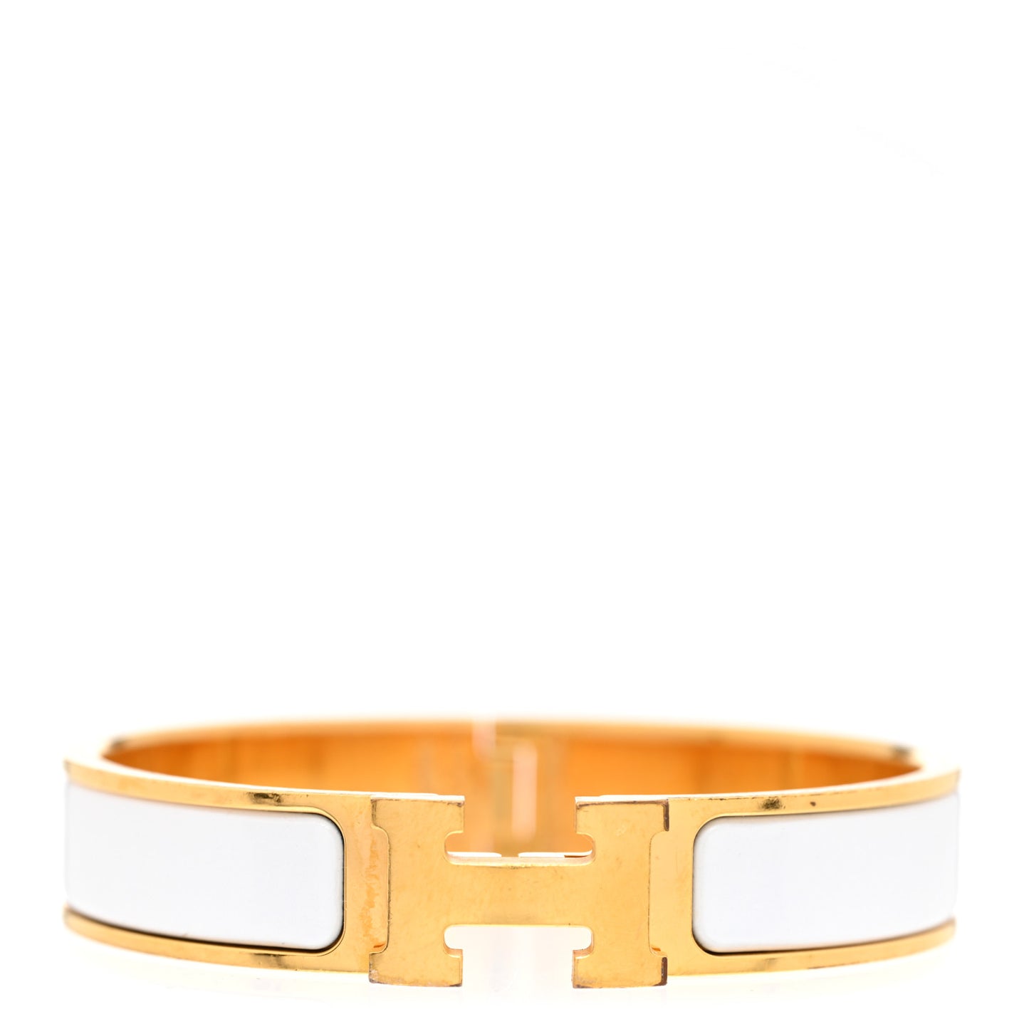 Enamel Narrow Clic Clac H Bracelet PM White
