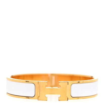 Hermes Enamel Narrow Clic Clac H Bracelet PM White 1 of 6