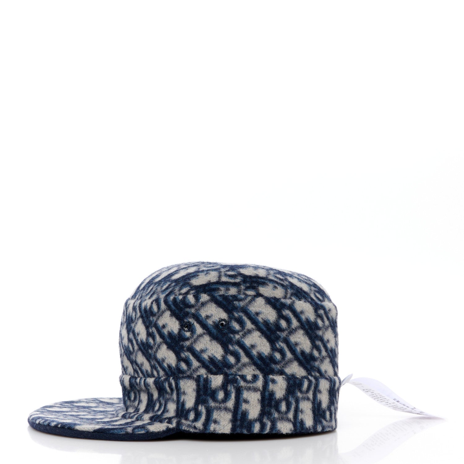 Christian Dior Wool Oblique Reversible Chic Military Cap 57 Blue