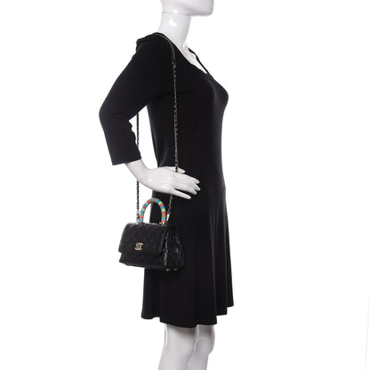 Chanel Goatskin Quilted Rainbow Extra Mini Coco Handle Flap Black 2 of 9