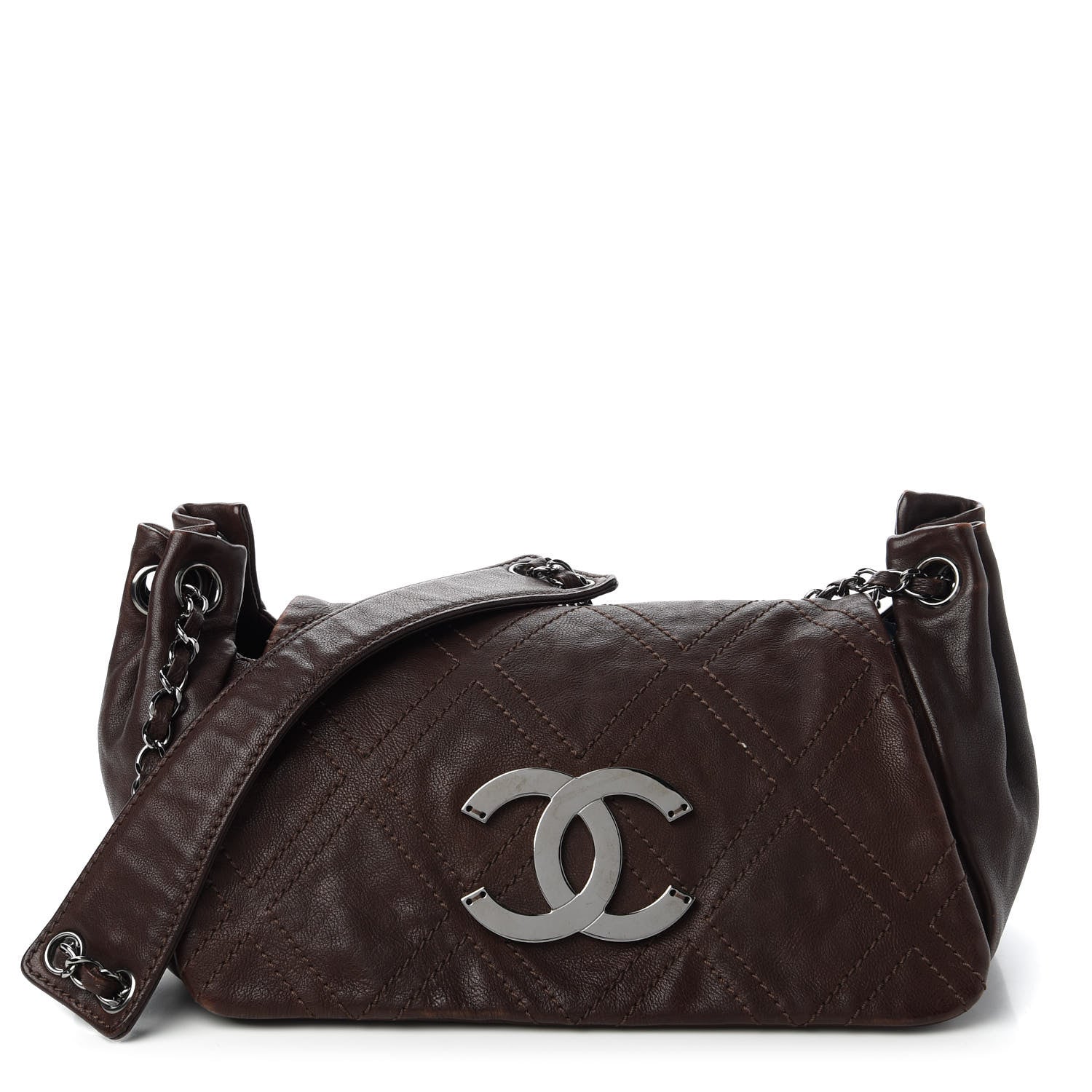 Chanel Calfskin Diamond Stitch Accordion Flap Brown 1 of 10
