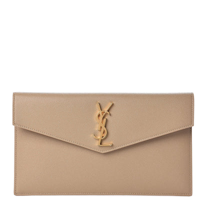 Saint Laurent Grain De Poudre Uptown Pouch Dark Latte 1 of 8