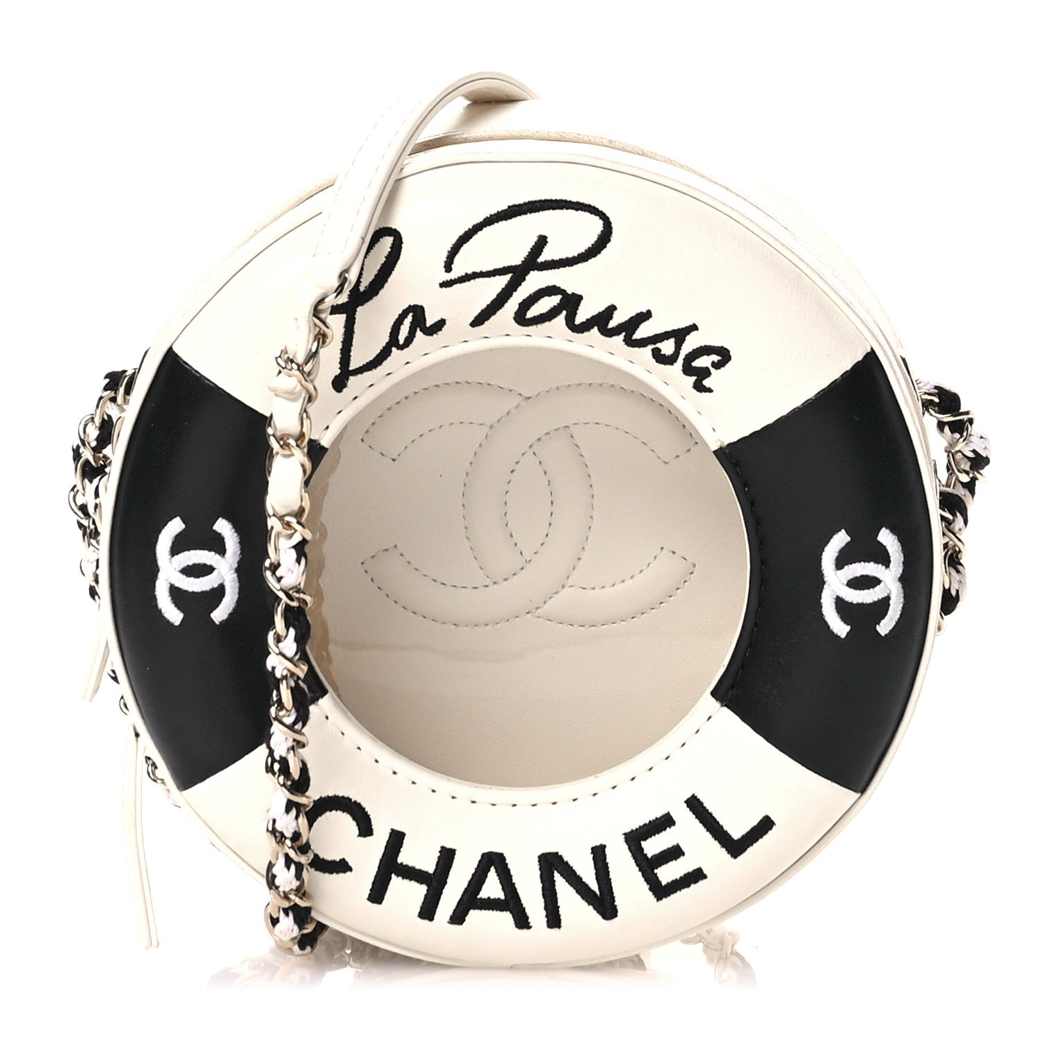 Chanel Lambskin Coco Lifesaver Round Bag Black White 1 of 10