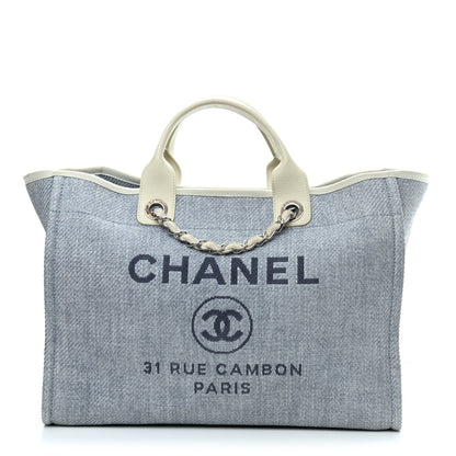 Chanel Canvas Medium Deauville Tote Denim Blue 1 of 10