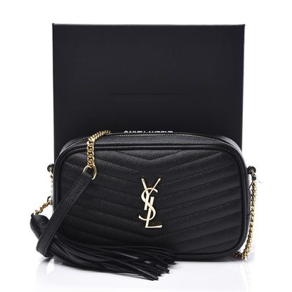 Saint Laurent Grain De Poudre Matelasse Monogram Mini Lou Camera Bag Black 10 of 10