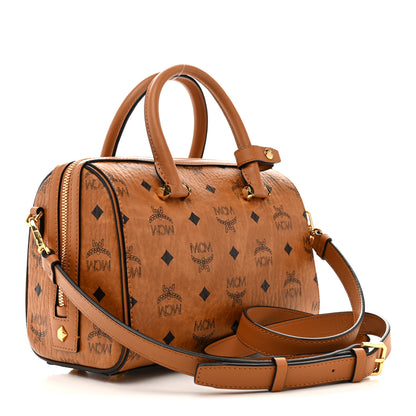 MCM Visetos Small Essential Boston Bag Cognac 3 of 10