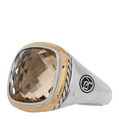 David Yurman Sterling Silver 18K Yellow Gold Lemon Quartz 14mm Albion Statement Ring 57 8 3 of 6
