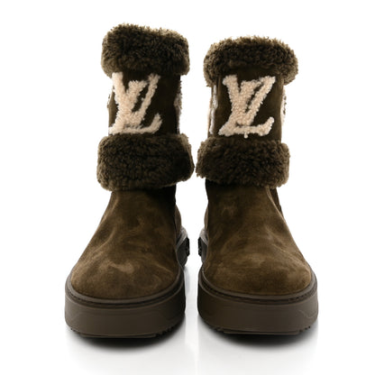 Louis Vuitton Suede Calfskin Shearling Snowdrop Flat Ankle Boots 38 2 of 15