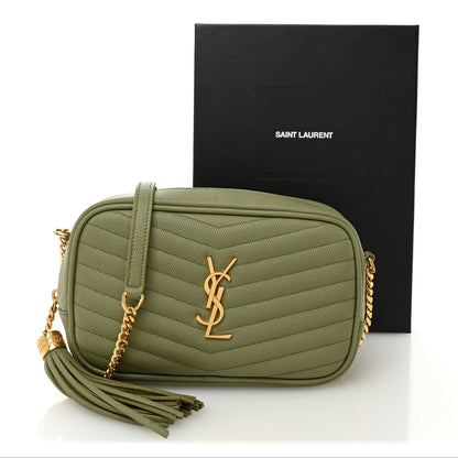 Saint Laurent Grain De Poudre Matelasse Monogram Mini Lou Camera Bag Light Sage 11 of 11
