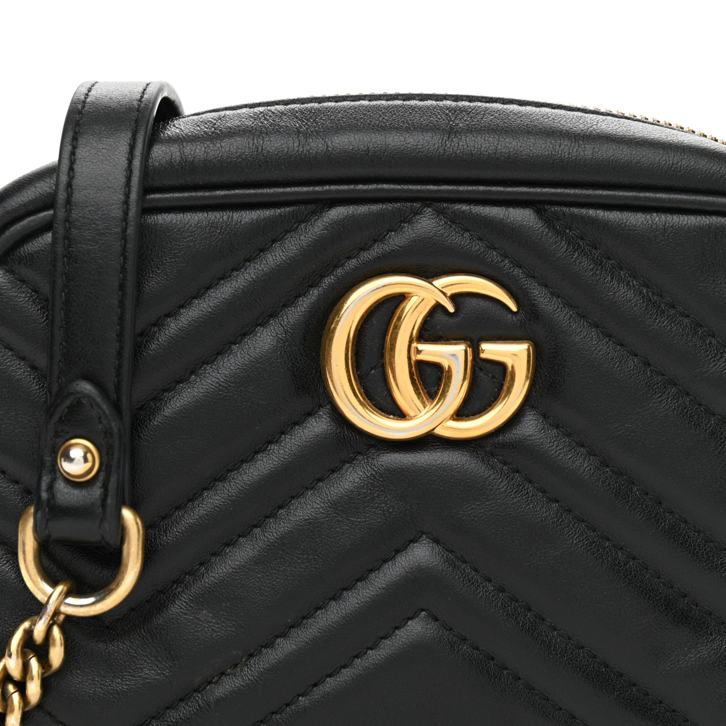 Calfskin Matelasse Mini GG Marmont Chain Shoulder Bag Black