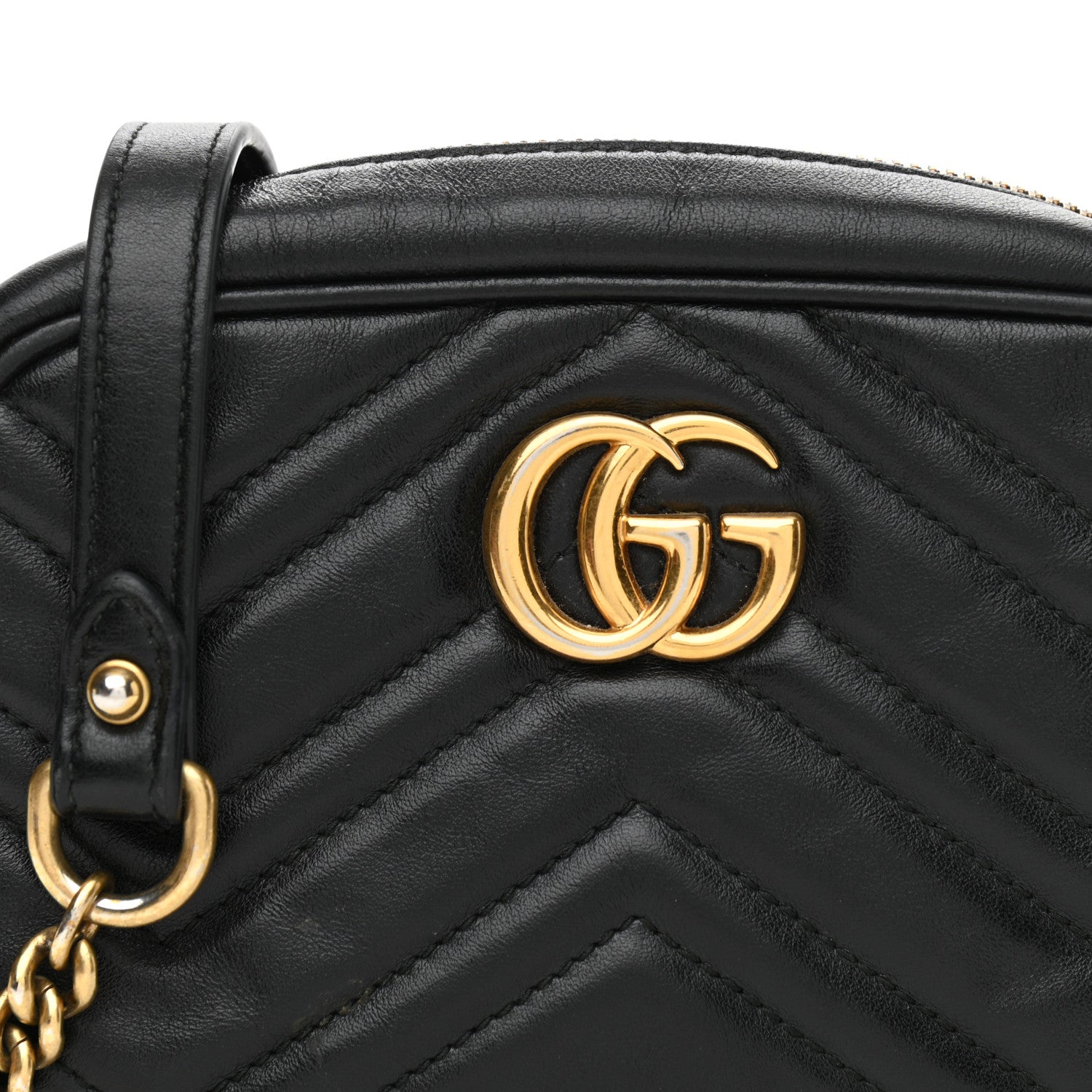 Gucci Calfskin Matelasse Mini GG Marmont Chain Shoulder Bag Black 8 of 13