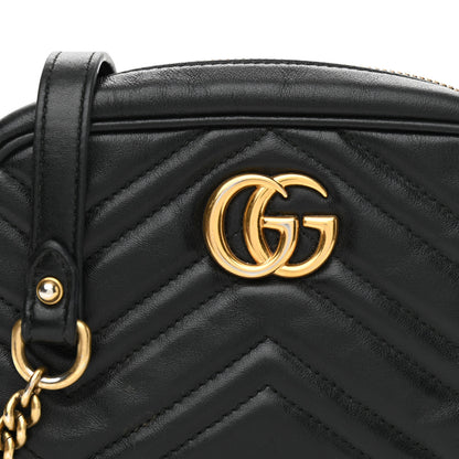 Gucci Calfskin Matelasse Mini GG Marmont Chain Shoulder Bag Black 8 of 13