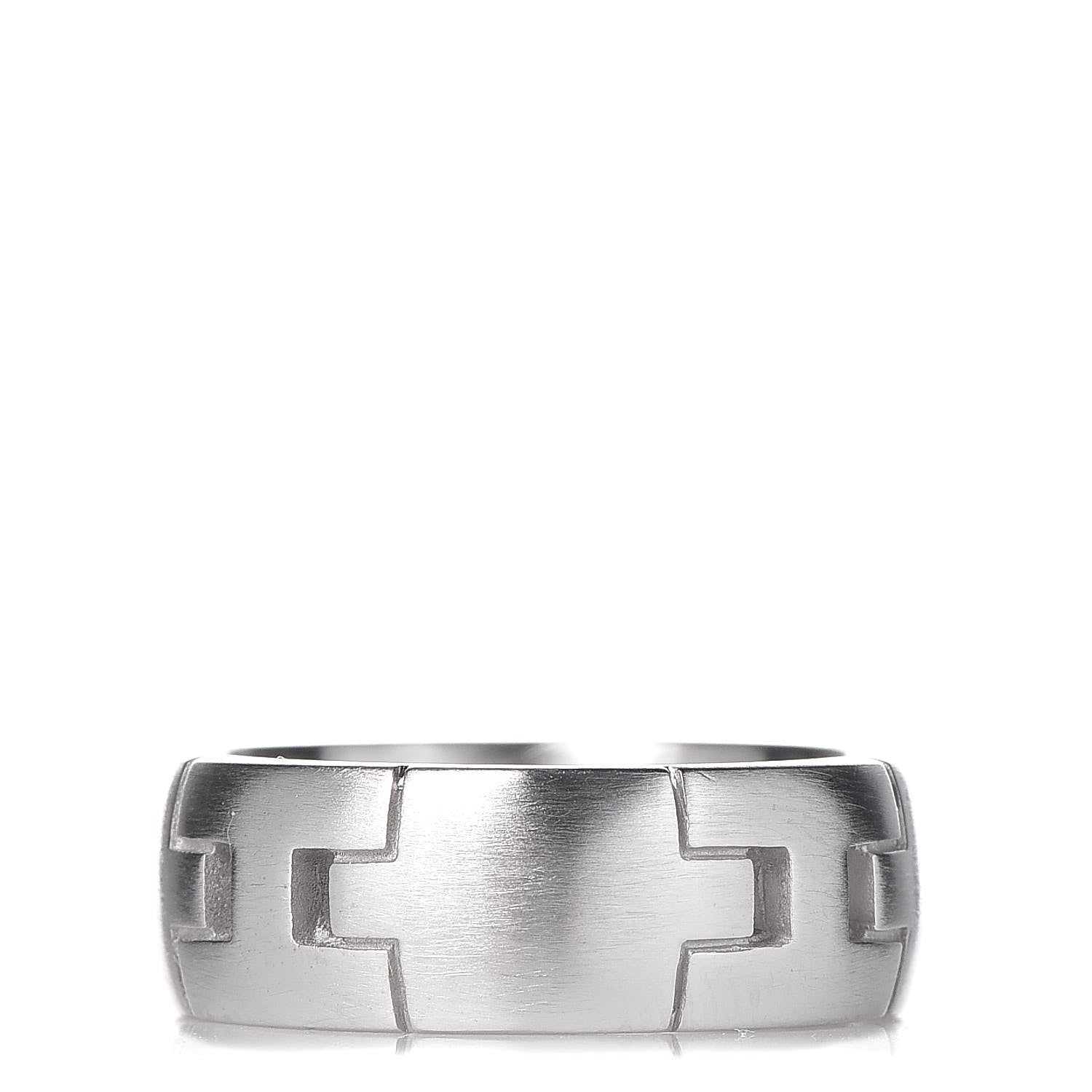 Hermes 18K White Gold Hercules H Band Ring 49 4.75 1 of 5