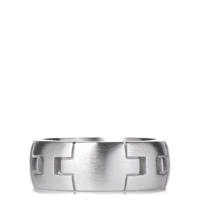 Hermes 18K White Gold Hercules H Band Ring 49 4.75 1 of 5