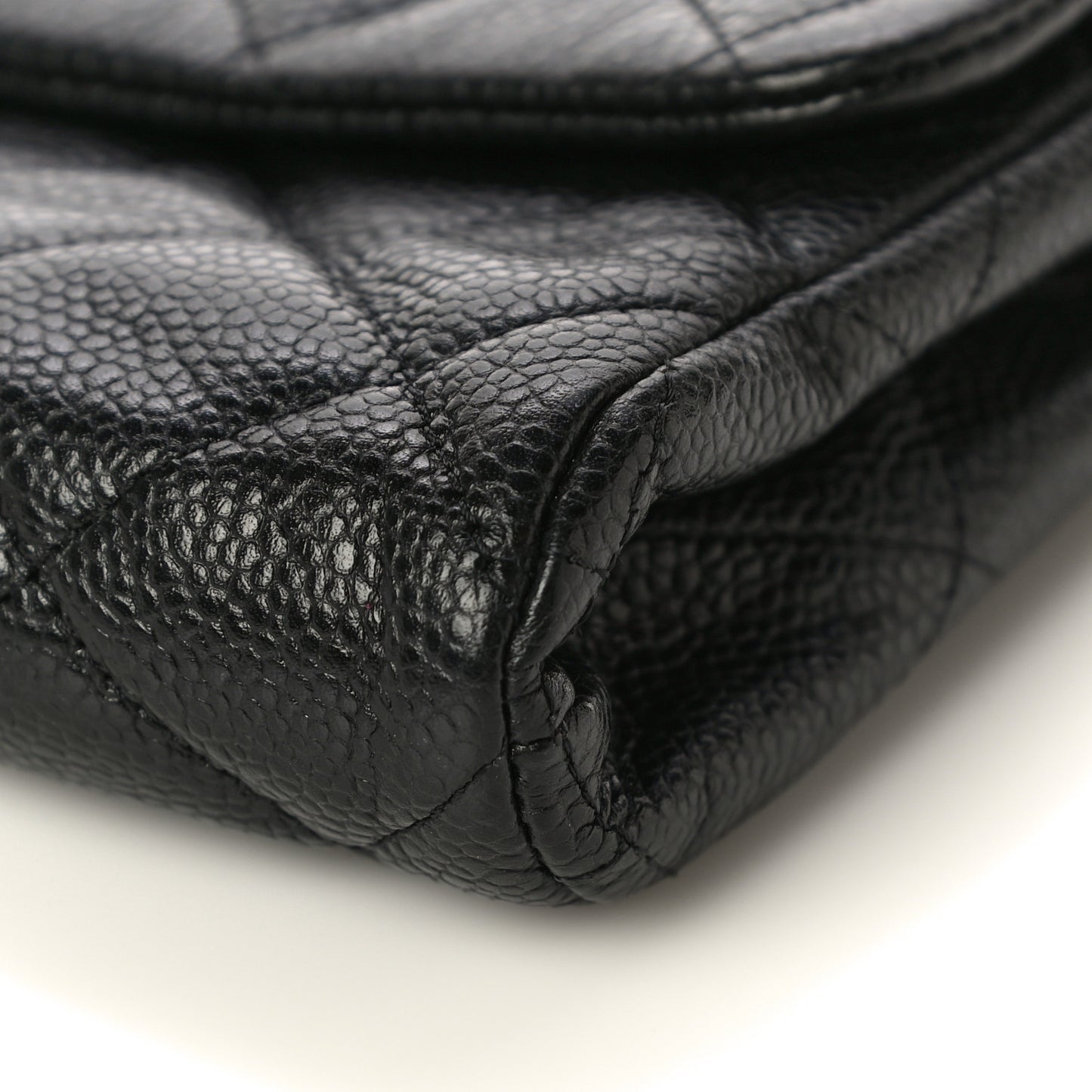 Caviar Quilted Clutch With Chain Flap Black