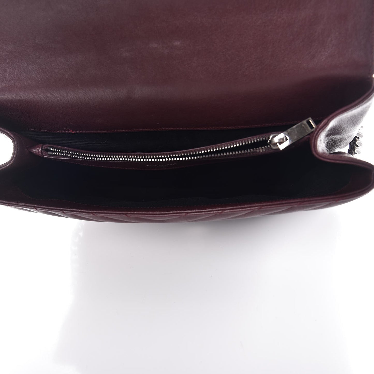 Sheepskin Matelasse Chevron Monogram Large College Satchel Amaranto