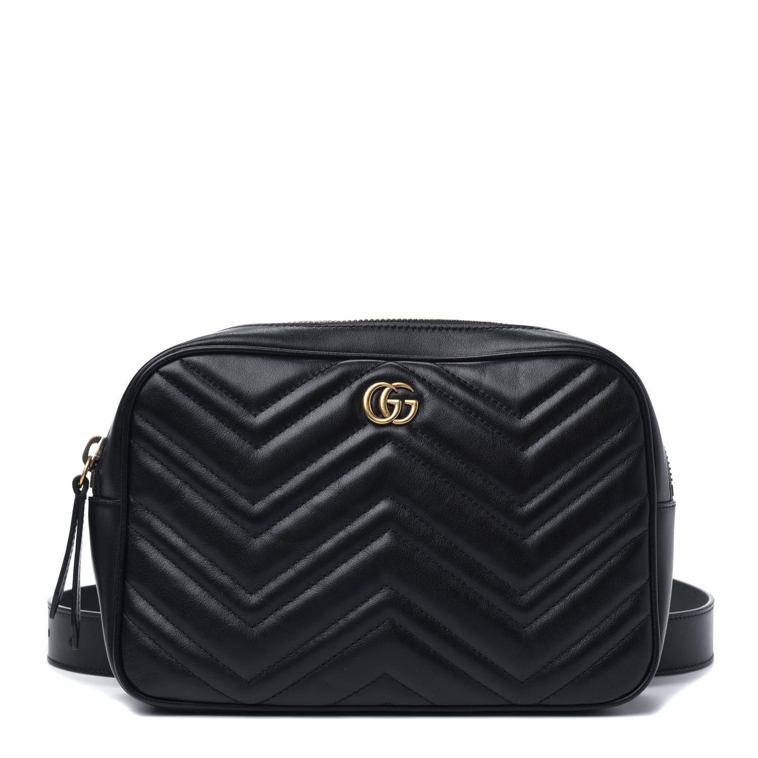 Gucci Calfskin Matelasse Mens GG Marmont Belt Bag 80 32 Black 1 of 12