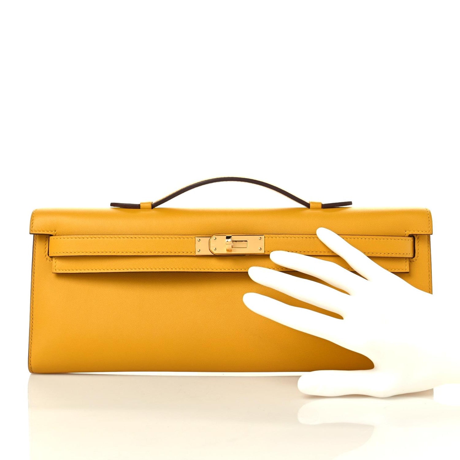 Hermes Swift Kelly Cut Clutch Pochette Jaune Ambre 2 of 7