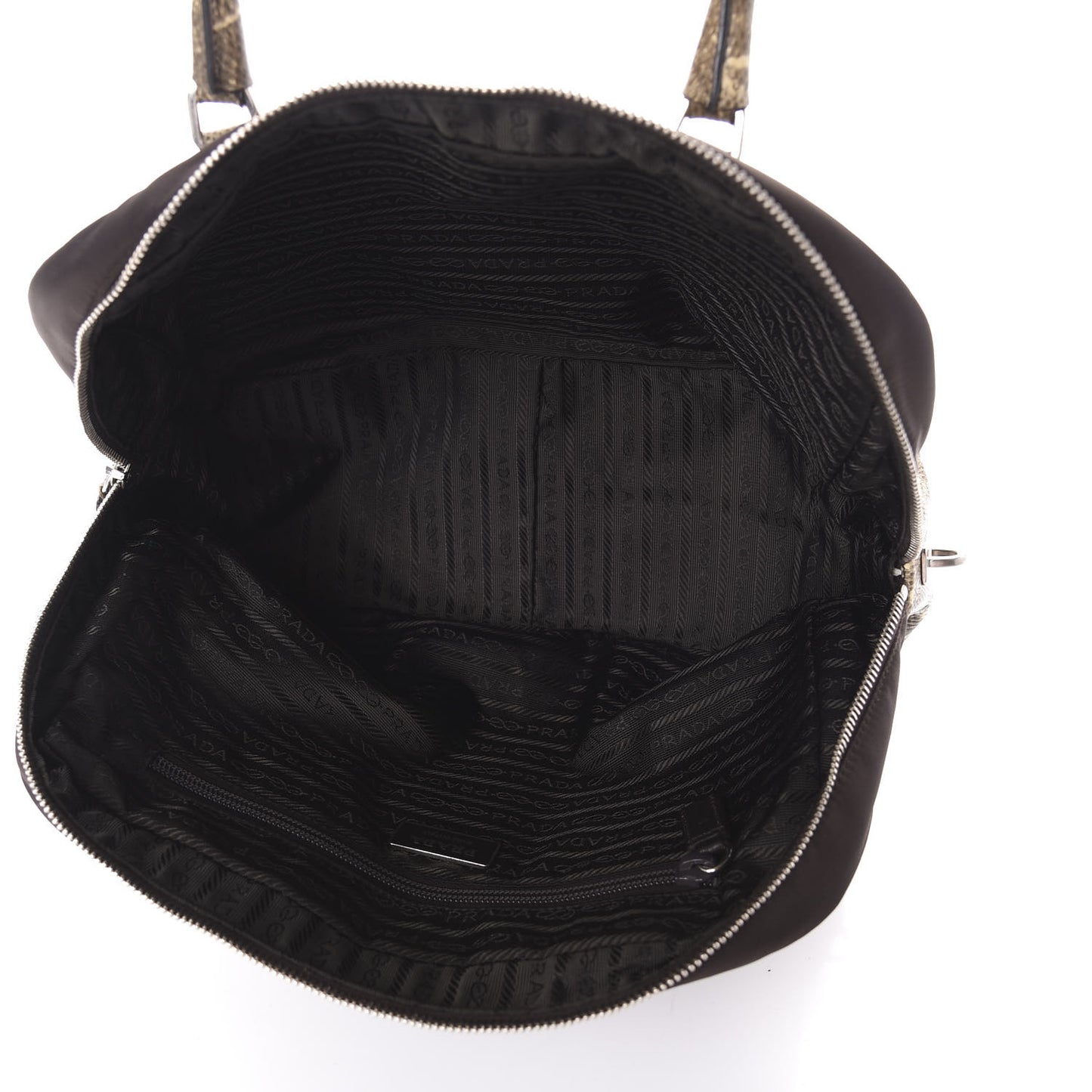 Tessuto Nylon Calfskin Lizard Embossed Tote Ebano