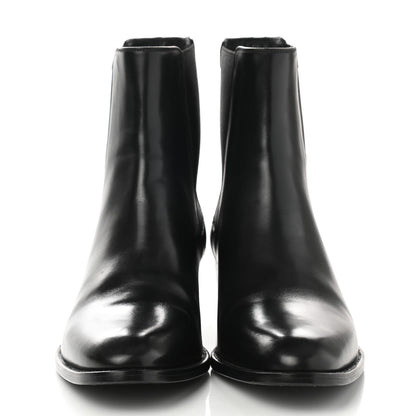 Saint Laurent Calfskin Womens Wyatt Chelsea Boots 37 Black 2 of 10